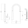 Matt Black Single Lever Pull Out Monobloc Kitchen Mixer Tap - Enza Olney