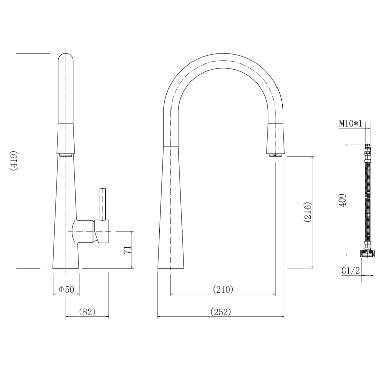 Single Bowl Brushed Brass Stainless Steel Inset Kitchen Sink with Pull Out Mixer Tap Set - Enza
