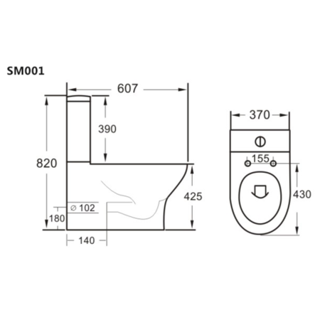 Close Coupled Toilet with Slim line Soft Close Seat