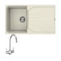 Reginox Single Bowl Reversible Drainer Composite Cream Kitchen Sink & Thamas Chrome Tap Pack