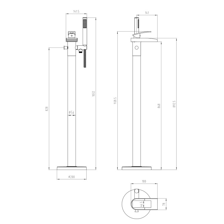 Brushed Brass Freestanding Bath Shower Mixer Tap - Elina