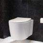 Wall Hung Toilet with Soft Close Seat, Brushed Bronze Pneumatic Flush Plate, 820mm Frame & Cistern - Alcor 