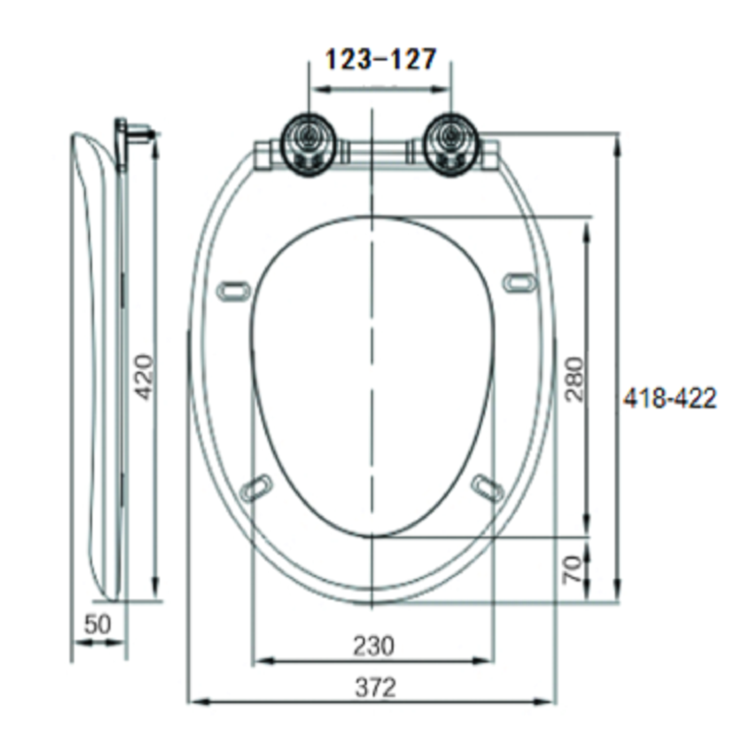 Wall Hung Toilet with Soft Close Seat, Brushed Bronze Pneumatic Flush Plate, 820mm Frame & Cistern - Alcor 