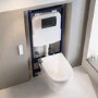 Wall Hung Smart Bidet Toilet with Heated Seat & Gunmtal Pneumatic Flush Plate, 1168mm Frame & Cistern - Purificare