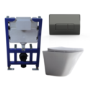 Wall Hung Toilet with Soft Close Toilet Seat, Gunmetal Pneumatic Flush Plate, 1168mm Frame & Cistern - Boston