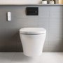 Wall Hung Smart Bidet Japanese Toilet with Heated Seat & Gunmtal Pneumatic Flush Plate, 820mm Frame & Cistern - Purificare