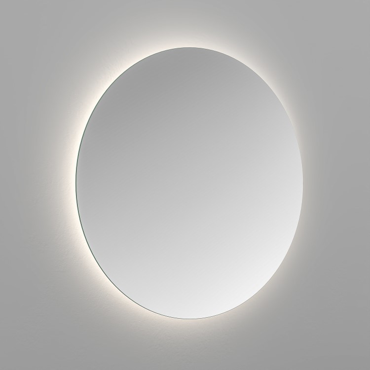 Round Backlit Wall Mirror with Battery Operated Lights 80cm- Elio