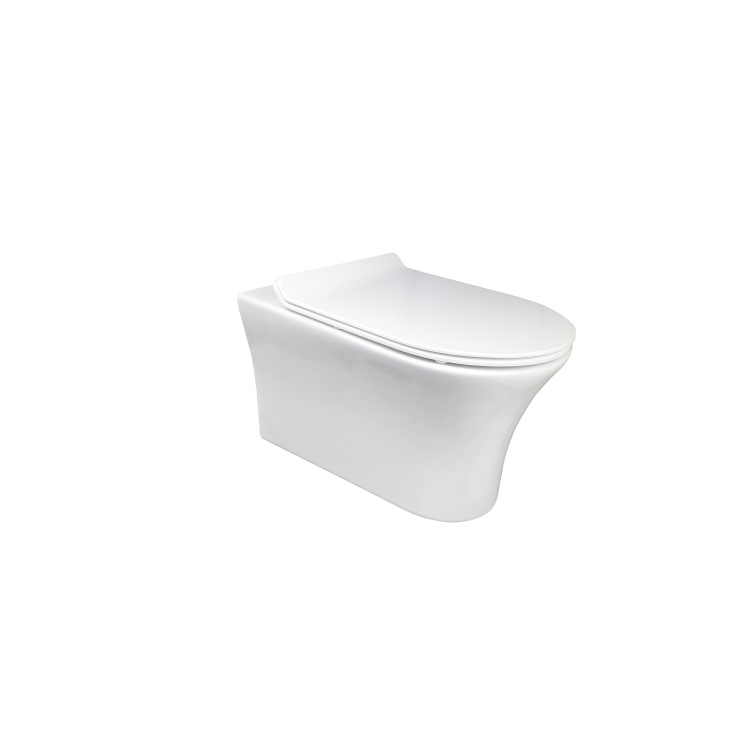 Wall Hung Toilet with Soft Close Toilet Seat, Gunmetal Pneumatic Flush Plate, 1168mm Frame & Cistern - Indiana