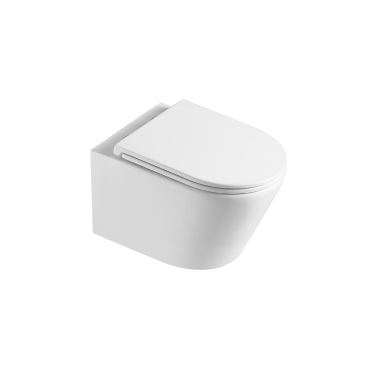 Matt White Wall Hung Toilet with Soft Close Toilet Seat, Gunmetal Pneumatic Flush Plate, 820mm Frame & Cistern - Newport