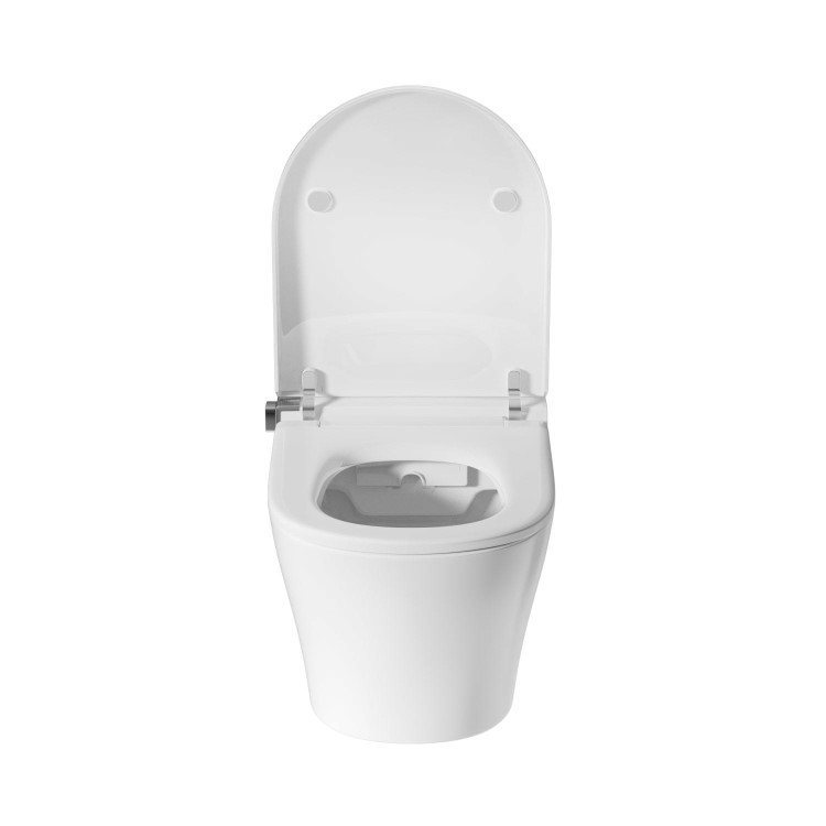Wall Hung Smart Bidet Japanese Toilet with Heated Seat & Gunmtal Pneumatic Flush Plate, 820mm Frame & Cistern - Purificare