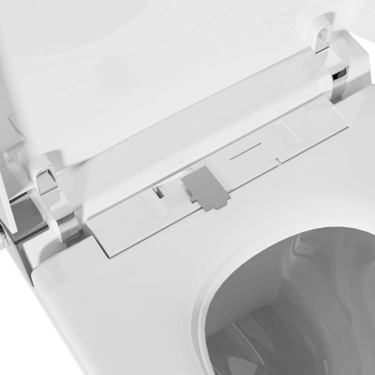 Wall Hung Smart Bidet Japanese Toilet with Heated Seat & Gunmtal Pneumatic Flush Plate, 820mm Frame & Cistern - Purificare