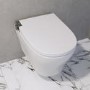 Wall Hung Smart Bidet Japanese Toilet with Heated Seat & Gunmtal Pneumatic Flush Plate, 820mm Frame & Cistern - Purificare