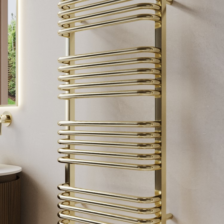 Brass Curved Towel Radiator 1000 x 500mm - Ember
