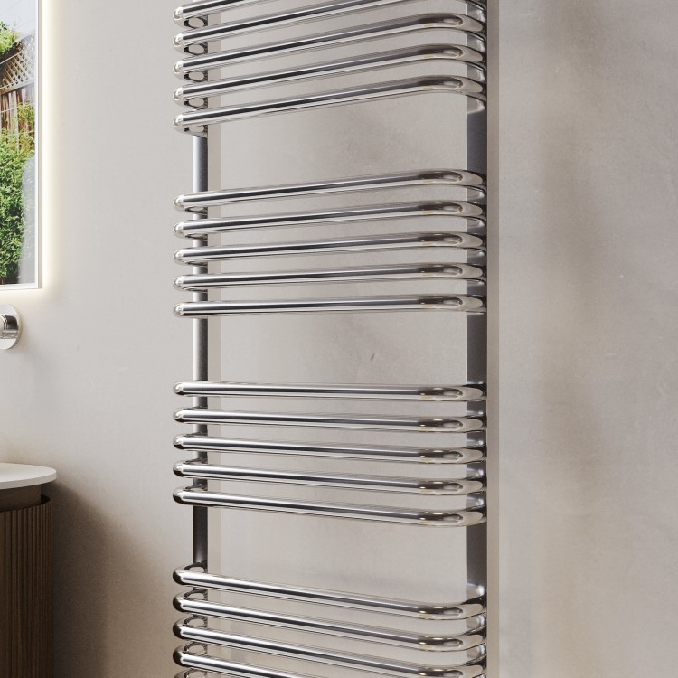 Chrome Curved Towel Radiator 1530 x 500mm - Ember