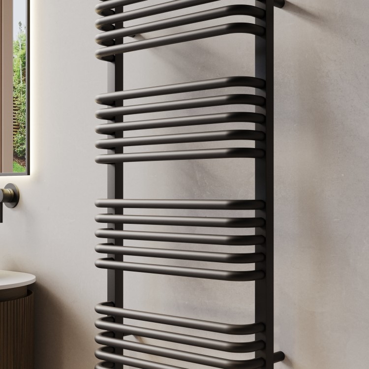 Black Curved Towel Radiator 1000 x 500mm - Ember