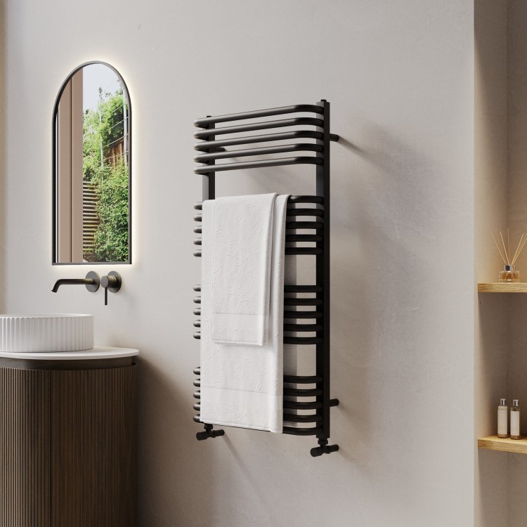 Black Curved Towel Radiator 1000 x 500mm - Ember