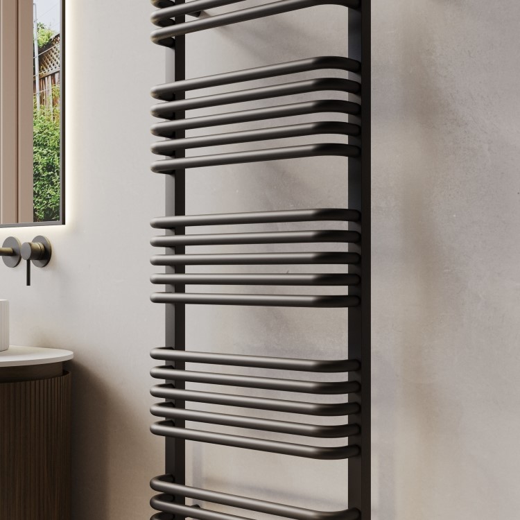Black Curved Towel Radiator 1270 x 500mm - Ember