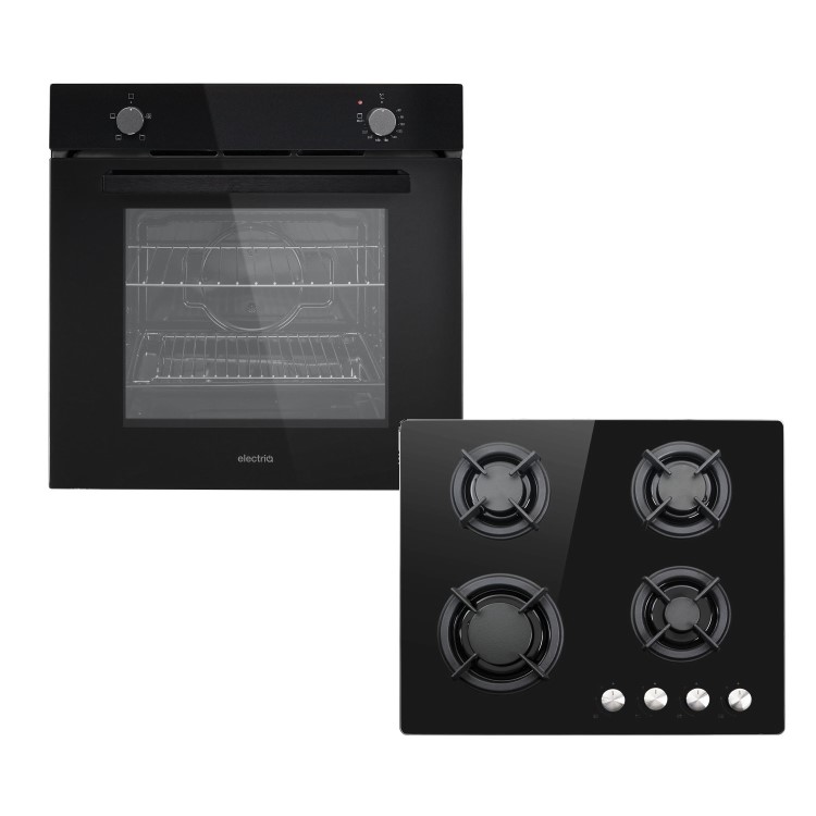 electriQ Black Single Oven and Gas Hob Pack