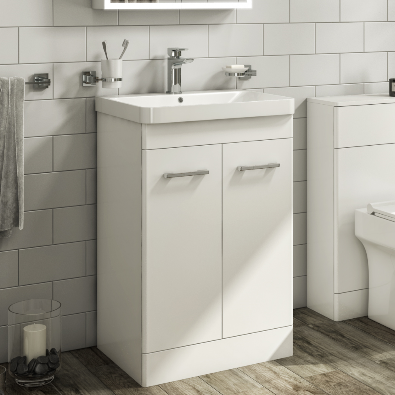 500mm White Freestanding Vanity Unit with Basin - Camborne