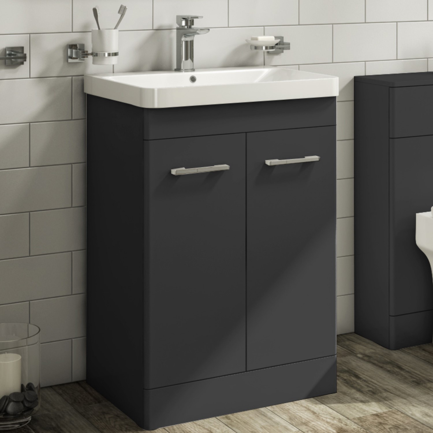 500mm Dark Grey Freestanding Vanity Unit with Basin - Camborne