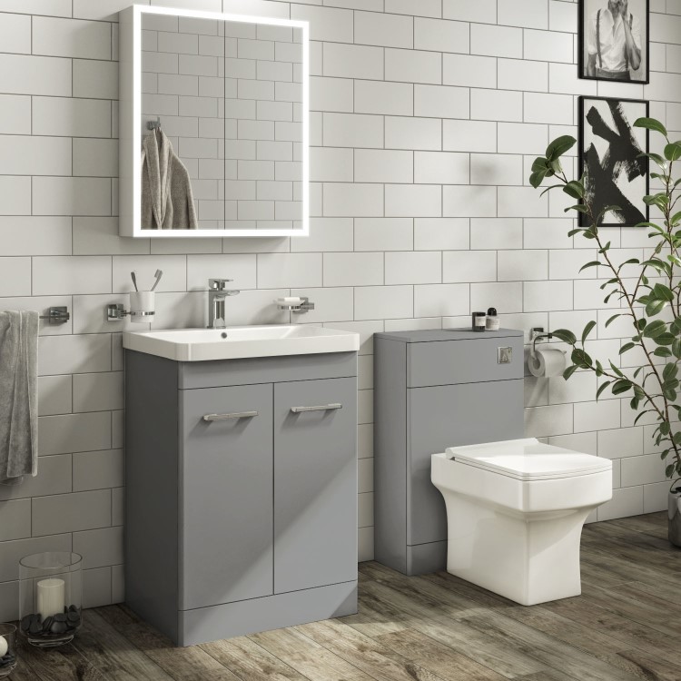 600mm Light Grey Freestanding Vanity Unit with Basin - Camborne