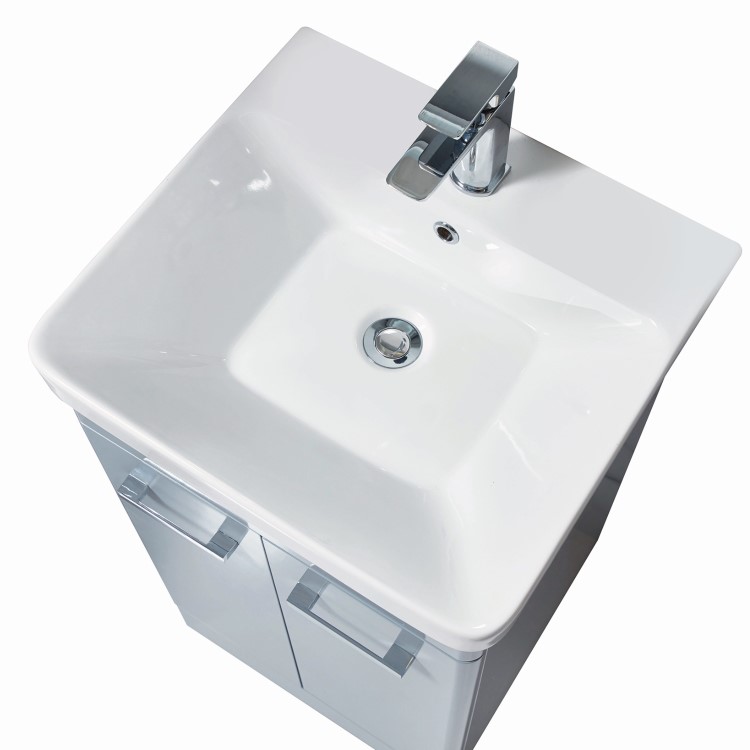 600mm Light Grey Freestanding Vanity Unit with Basin - Camborne