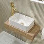 560mm Wood Effect Wall Hung Floating Basin Shelf and White Basin - Evora