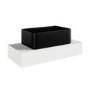 560mm Matt White Wall Hung Floating Basin Shelf and Black Basin - Evora