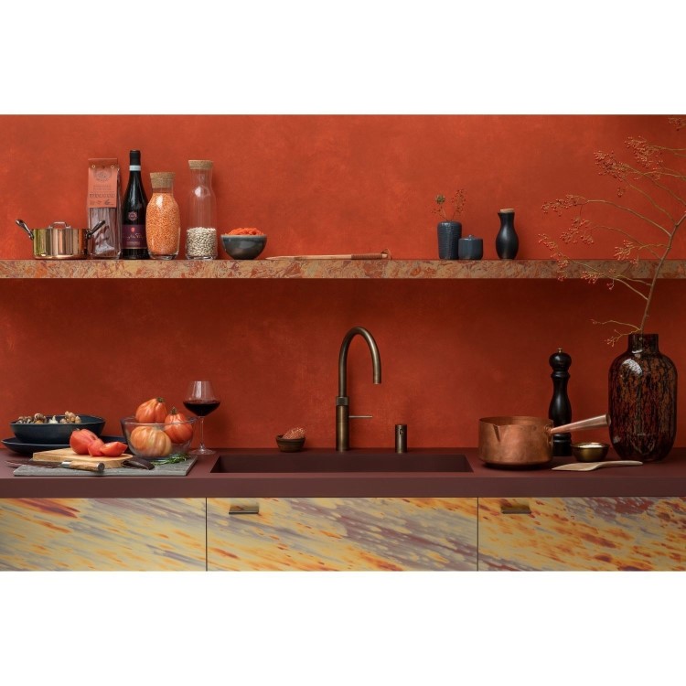 Quooker Fusion Tap Round Patinated Brass + Pro3 3L Boiling Water Tank