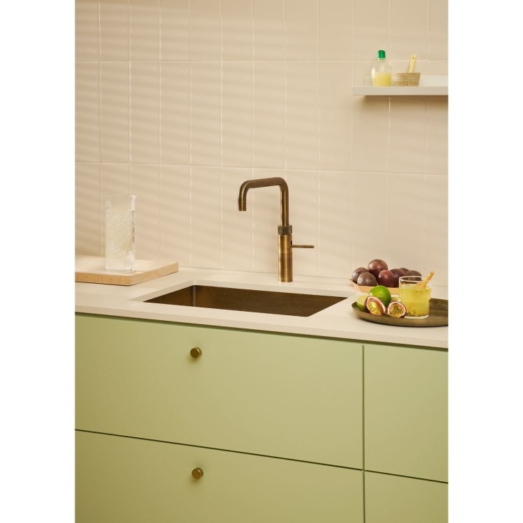 Quooker Fusion Tap Square Patinated Brass + Pro3 3L Boiling Water Tank