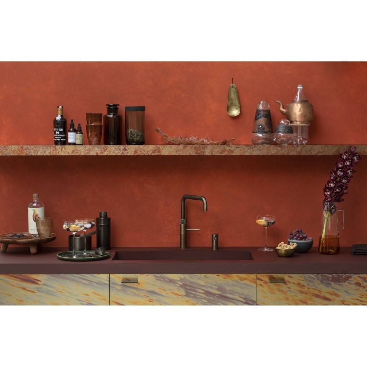 Quooker Fusion Tap Square Patinated Brass + Pro3 3L Boiling Water Tank