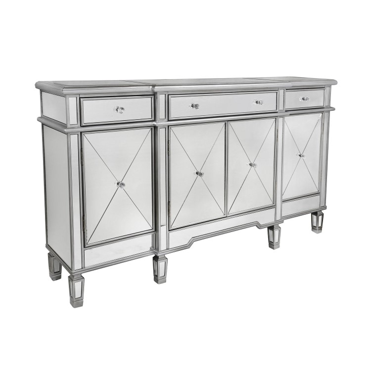 Aurora Boutique Mirrored TV Unit with Cupboards & Drawers & Crystal Handles - TV's up to 73"