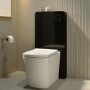 Back to Wall Toilet with Black Glass Cabinet, Cistern & Pneumatic Dual Flush Button - Albi