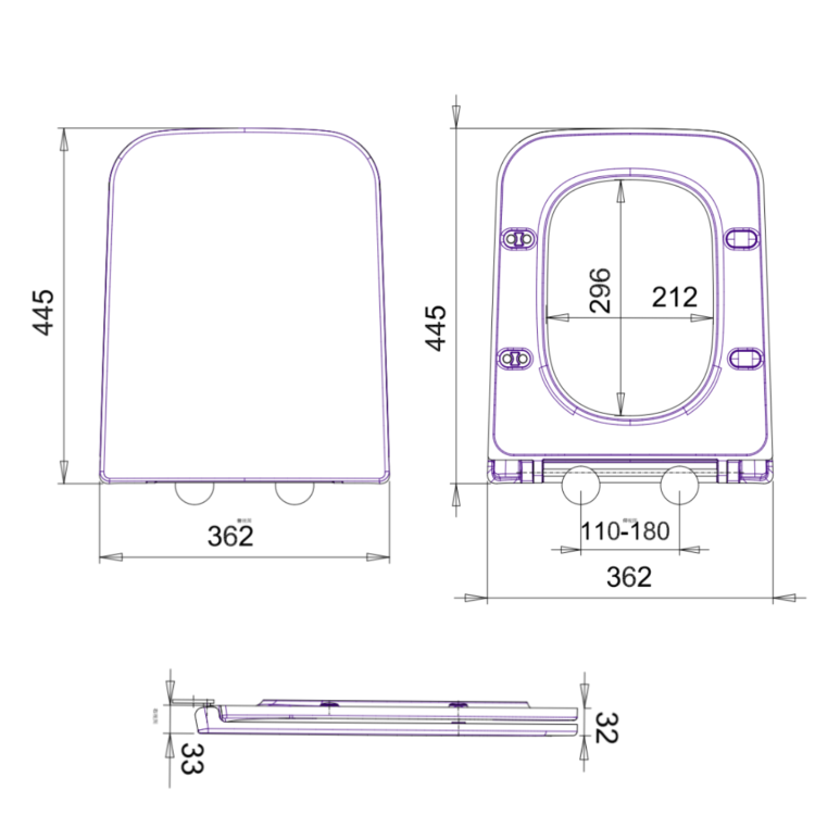 Back to Wall Toilet with Black Glass Cabinet, Cistern & Pneumatic Dual Flush Button - Albi