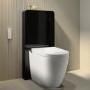 Back to Wall Smart Bidet Japanese Toilet with Black Glass Cabinet, Cistern & Pneumatic Dual Flush Button - Purificare