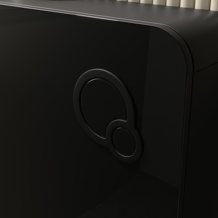 Black Back to Wall Toilet with Black Glass Cabinet, Cistern & Pneumatic Dual Flush Button - Albi