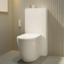 Back to Wall Smart Bidet Japanese Toilet with White Glass Cabinet, Cistern & Pneumatic Dual Flush Button - Purificare