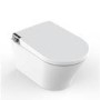 Wall Hung Smart Bidet Japanese Toilet with Heated Seat, White Glass Cabinet, Frame, Cistern & Pneumatic Dual Flush Button - Purificare
