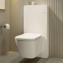 Wall Hung Toilet with White Glass Cabinet, Cistern & Pneumatic Dual Flush Button - Albi