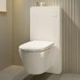 Wall Hung Smart Bidet Japanese Toilet with Heated Seat, White Glass Cabinet, Frame, Cistern & Pneumatic Dual Flush Button - Purificare