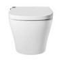 Wall Hung Smart Bidet Japanese Toilet with Heated Seat, Black Glass Cabinet, Frame, Cistern & Pneumatic Dual Flush Button - Purificare