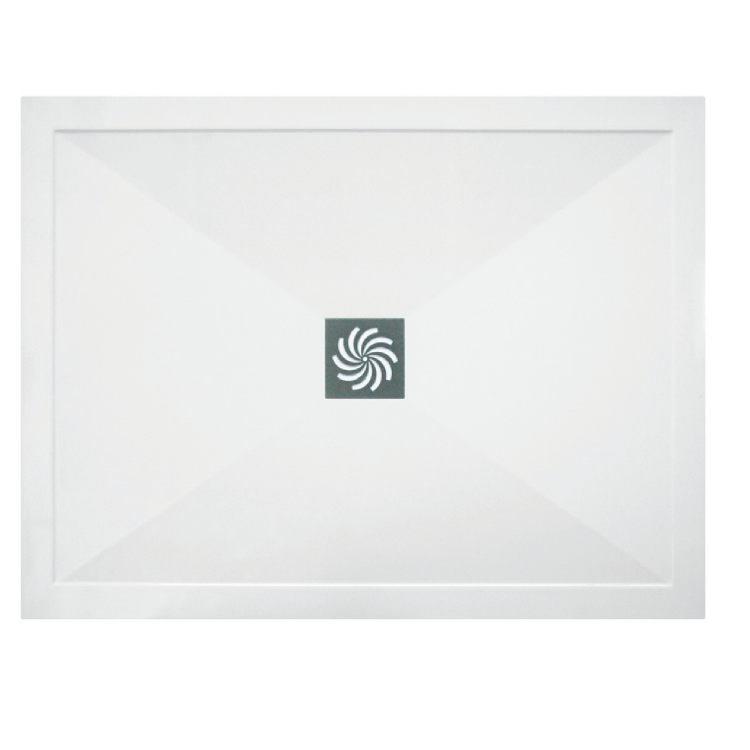1200x800mm Anti-Slip Rectangular Ultra Low-Profile Profile Shower Tray 25mm with Waste - White Stone Resin - Harmony