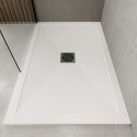 BUN/HAR170X80AS/93011 1700x800mm Rectangular Low Profile Shower Tray 25mm with Waste - Non-Slip White Stone Resin - Harmony