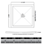 800x800mm Square Shower Tray with Waste - White Stone Resin Low Profile - Harmony
