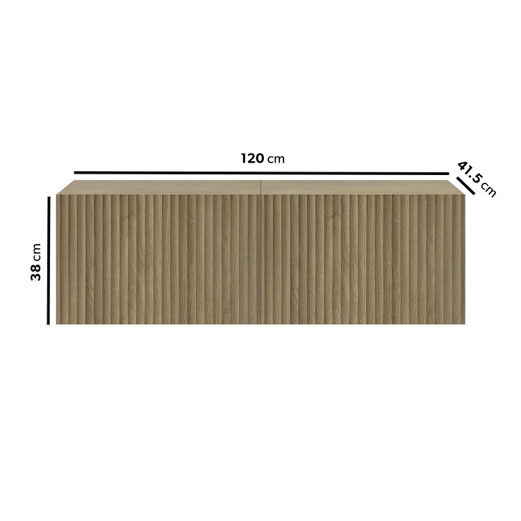 Multifunctional Small Oak Ribbed Floating TV Stand - TV's up to 55" - Hazel