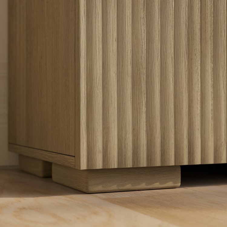 Multifunctional Small Oak Ribbed Floating TV Stand - TV's up to 55" - Hazel