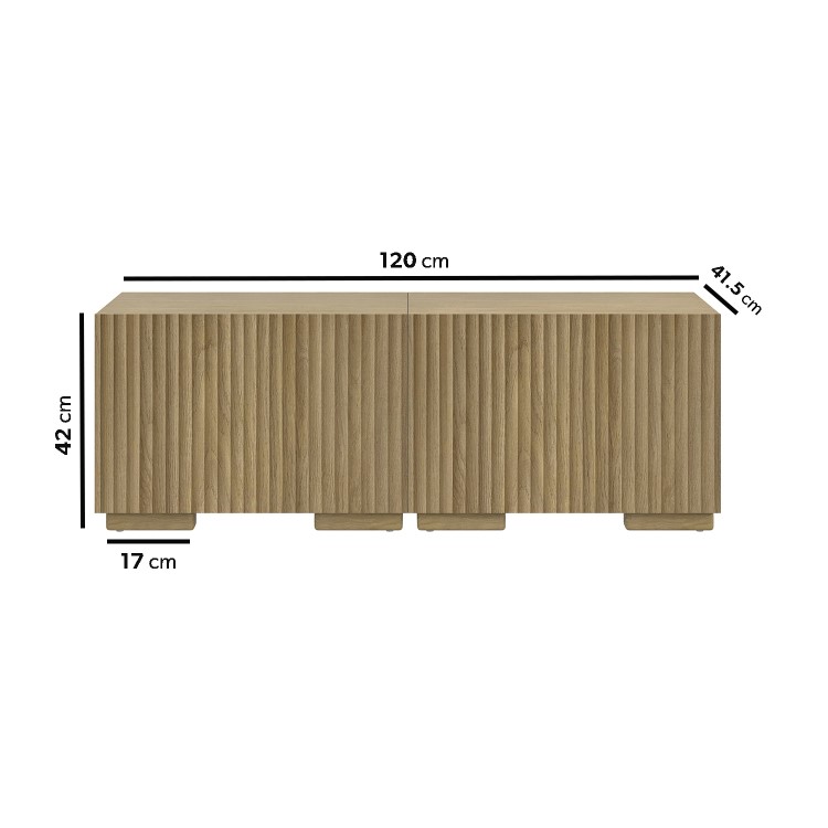 Multifunctional Small Oak Ribbed Floating TV Stand - TV's up to 55" - Hazel