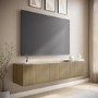 Multifunctional Oak Ribbed Floating TV Stand - TV's up to 75" - Hazel