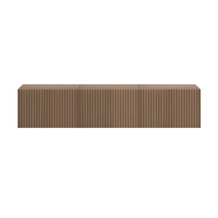 Multifunctional Walnut Ribbed Floating TV Stand - TV's up to 75" - Hazel