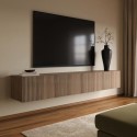 BUN/HAZ003/96307 Multifunctional Large Walnut Ribbed Freestanding TV Stand with Storage - TV's up to 85" - Hazel